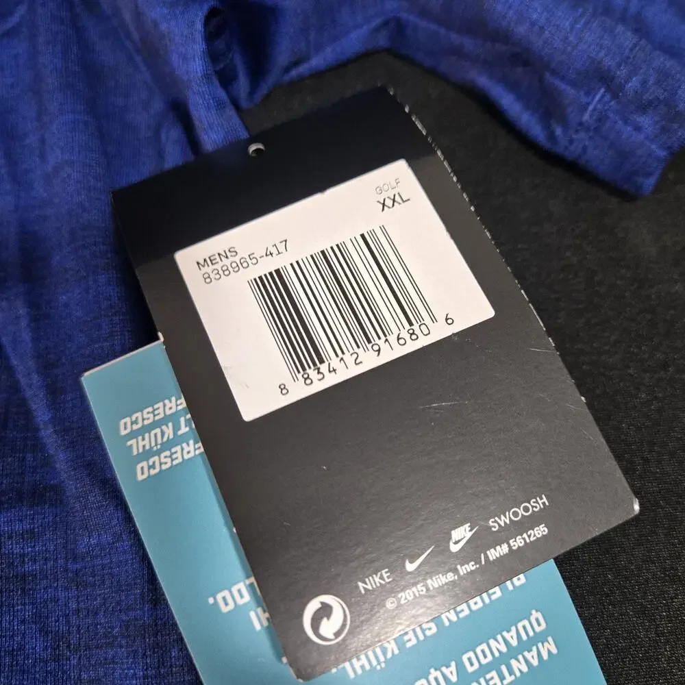 NWT Nike Golf Dri-FIT Heathered Royal Blue Polo Golf Shirt Men's Size XXL Aevex